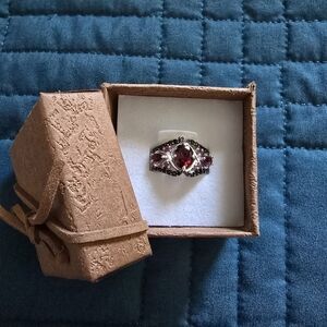 2.30 CTW Raspberry Rhodolite Ring - Rhodium Over Sterling Silver